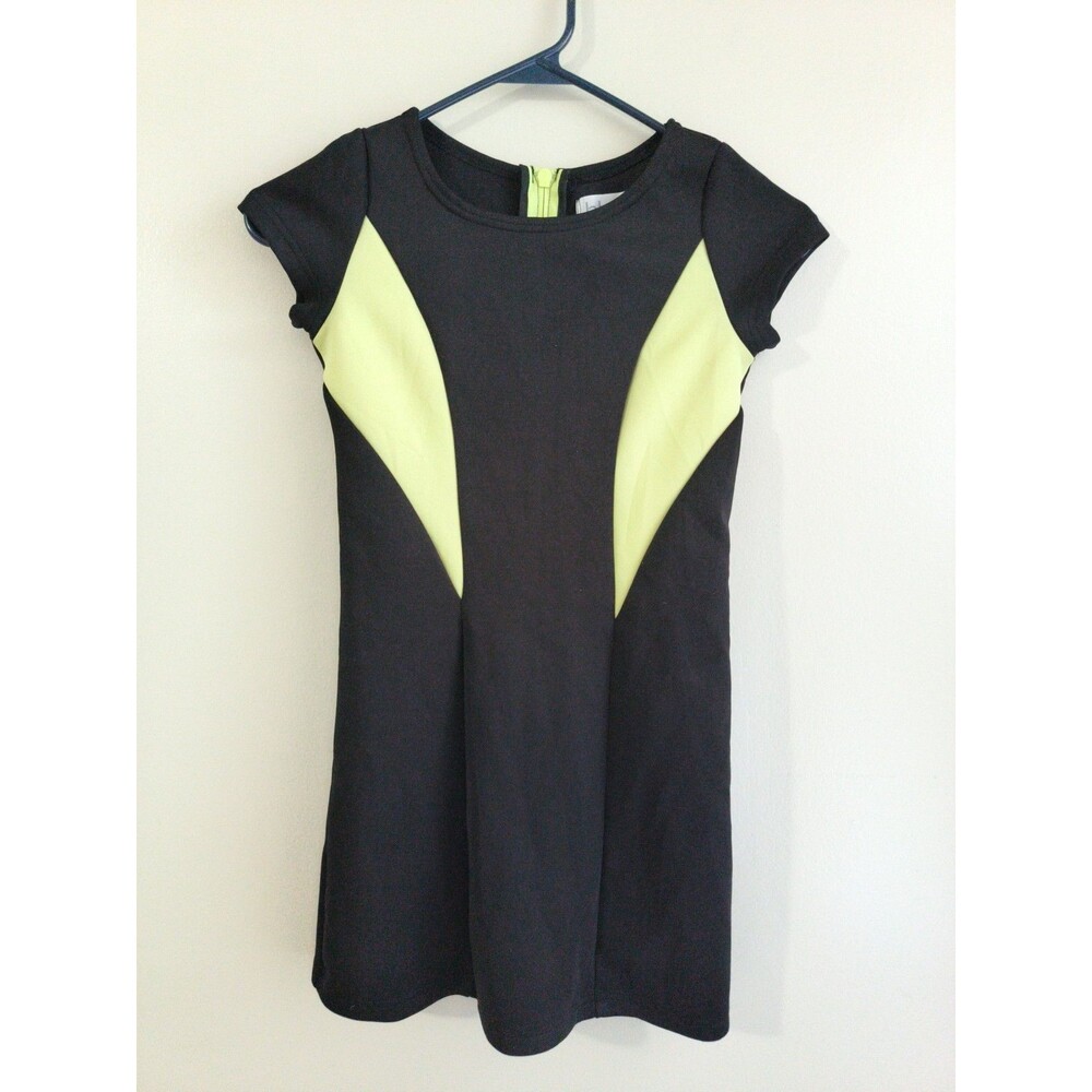Blush by US Angels Dress Girls Size 7 Cap Sleeve Black Geometric Yellow